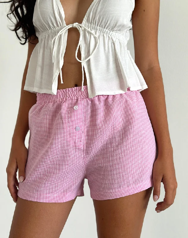 Women's Office Clothing Voir Short in Poplin Gingham Pink