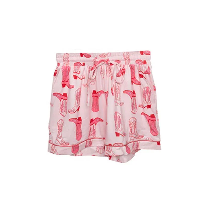 Women's Elegant Evening Attire Pink Boots Pajama Shorts