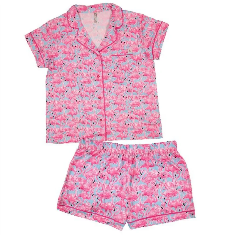 Chic Clothes For Women Women's Pajama Lounge Set In T-Shirt Flamingo