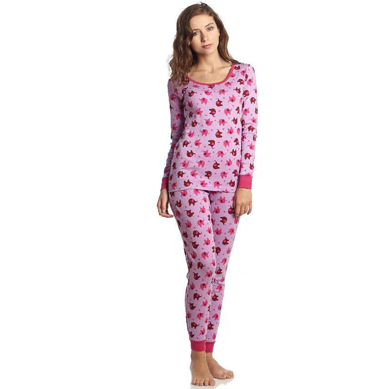 Women's Evening Clothing Womens Two Piece Cotton Pajamas Elephant