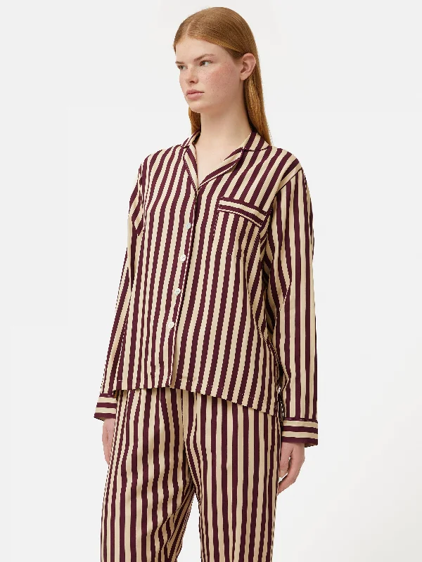 Women's Chic Apparel Classic Stripe Pyjama | Burgundy