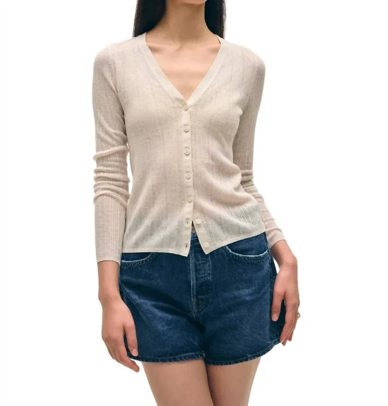 Women's Layered Outfit Linen Gauze Variegated Ribbed Cardi Top In Calico