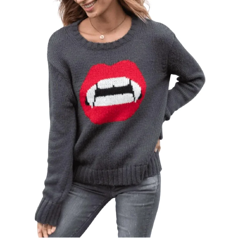 Women's Vacation Garments Vampire Crew Sweater In Bold Ink