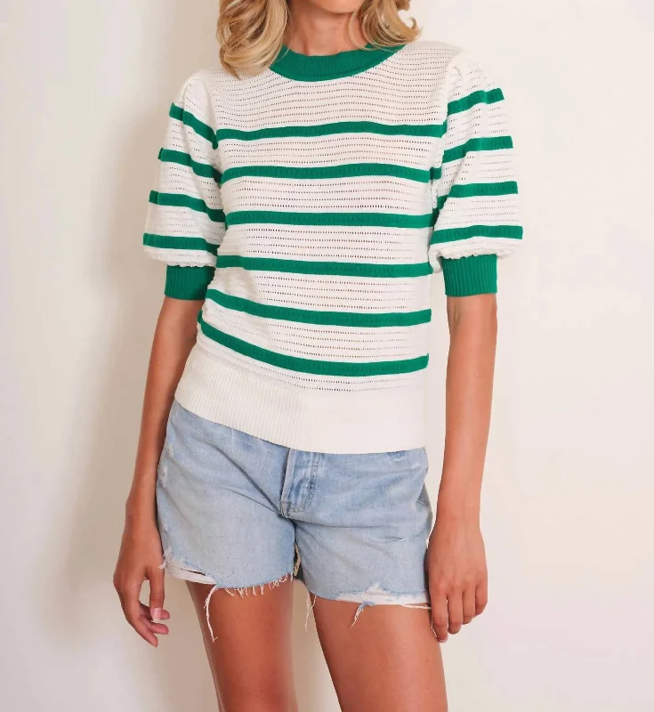 Women's Resort Garments Bari Sweater In Green White