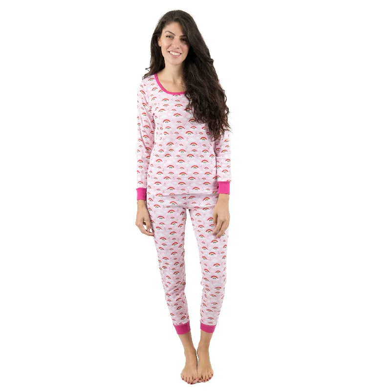 Modern Women's Outfit Womens Two Piece Cotton Pajamas Rainbow