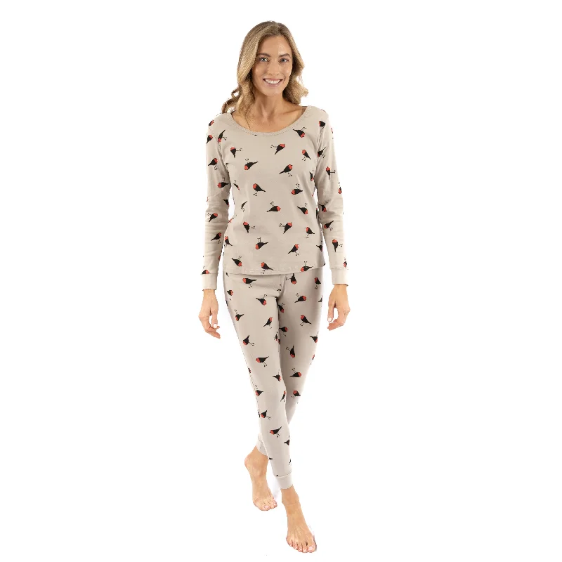 Women's Elegant Evening Attire Womens Two Piece Cotton Pajamas Birds