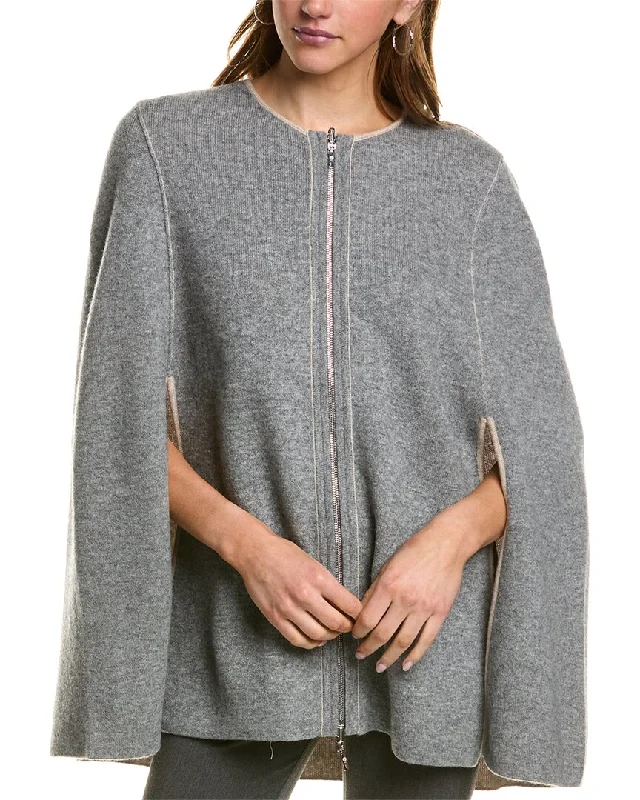 Women's Elegant Evening Outfit InCashmere Zip Front Reversible Cashmere Cape