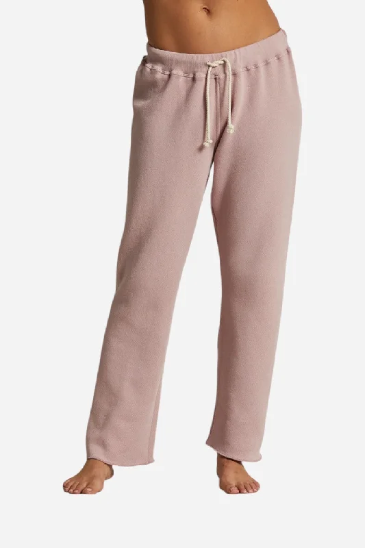 Women's Elegant Outfit Perfect White Tee Collins Straight Leg Sweatpants in Mauve