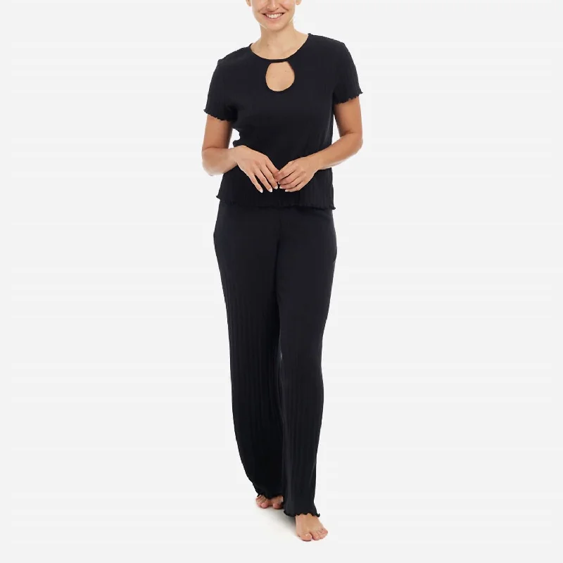 Women's Holiday Clothes Ravena Pima Cotton Rib Lounge Set In Black