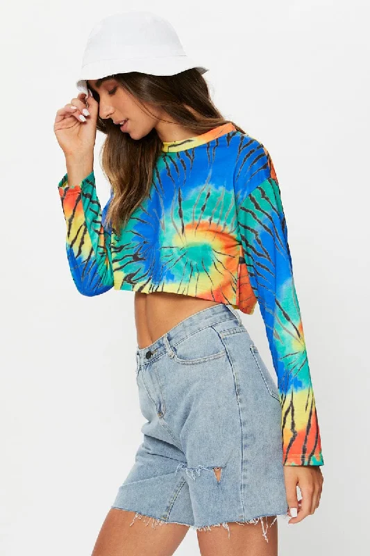 Women's Athletic Clothes Multi Tie Dye Sweater