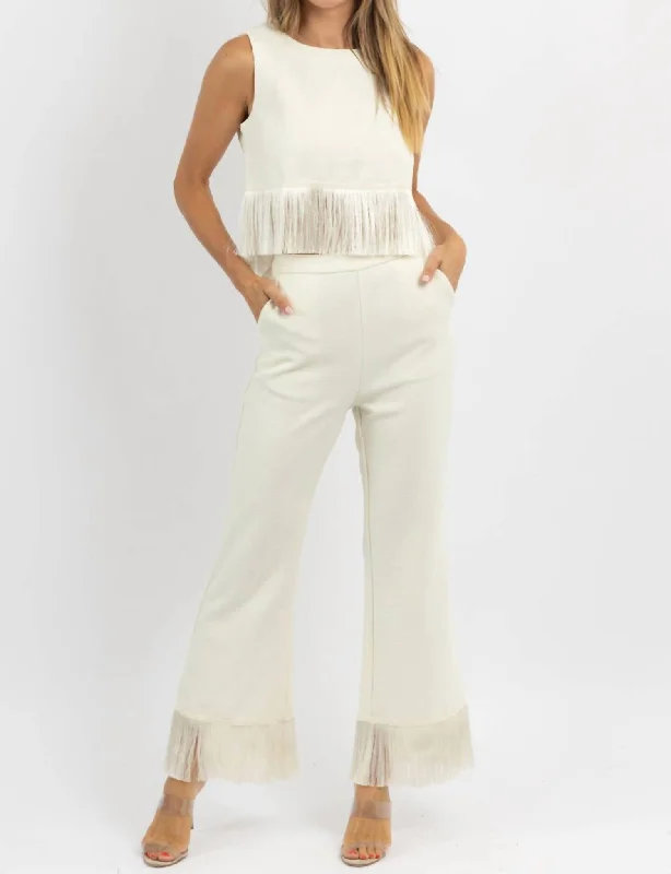 Women's Vintage Attire Electric Feel Tassel Set In Cream