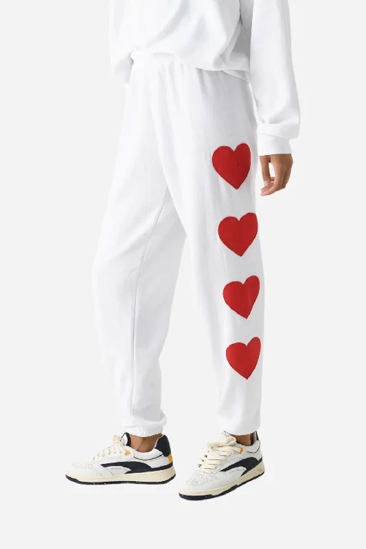 Vintage-Inspired Garments Aviator Nation Heart Stitch 4 Sweatpants in White