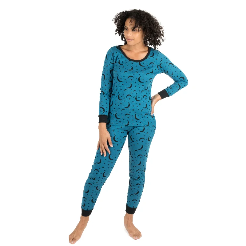 Women's Resort Garments Womens Two Piece Cotton Pajamas Moon