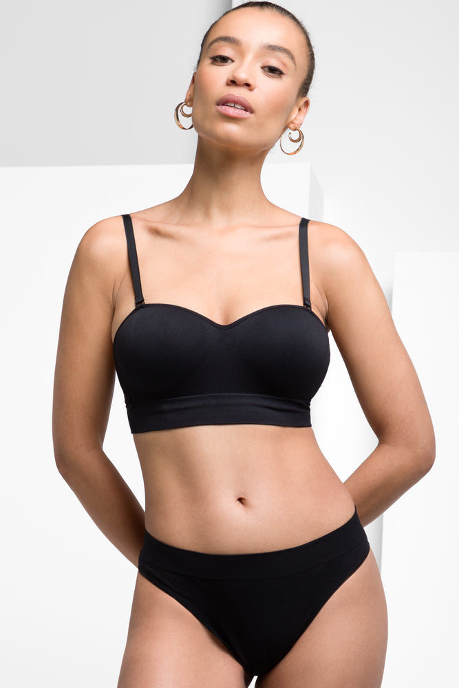 Affordable Women's Clothing Seam-Free Multiway Bra Black