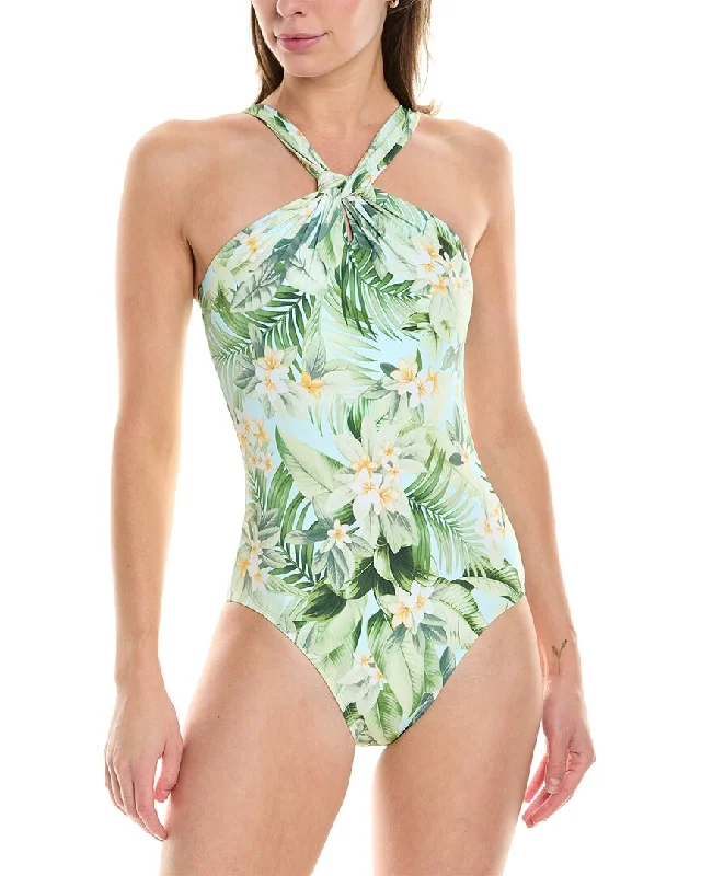 Women's Stylish Outdoor Outfit Tommy Bahama Paradise Fronds High-Neck One-Piece