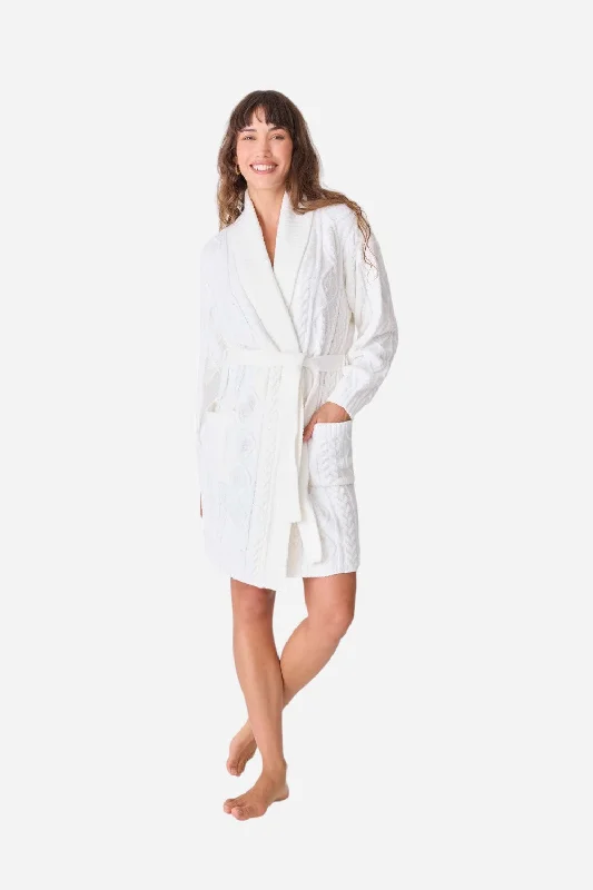 Plus-Size Women's Clothing PJ Salvage Robe Cable Crew Ivory