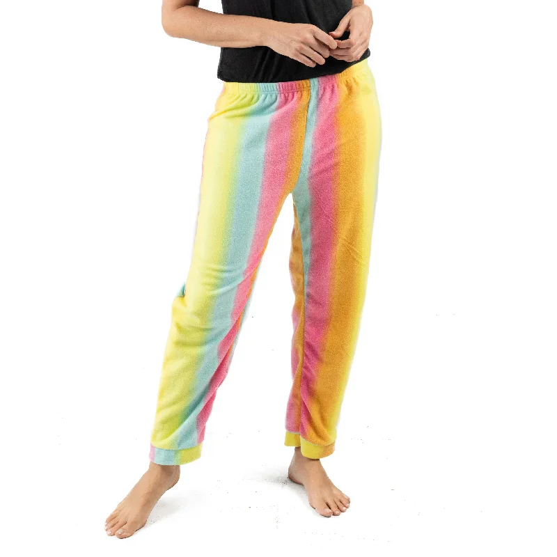 Classic Women's Clothing Styles Womens Fleece Pajama Pants Rainbow