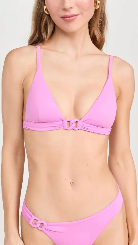 Women's Layered Outfit Luxe Link Bralette Bikini Top In Bubblegum