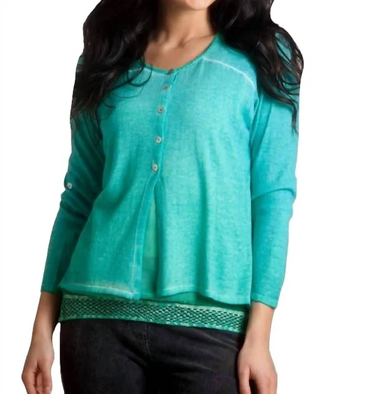 Women's Comfortable Lounge Garments Faux Layered Set In Teal