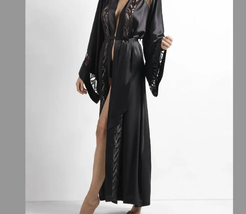 Women's Versatile Apparel My Desire Silk Robe In Black