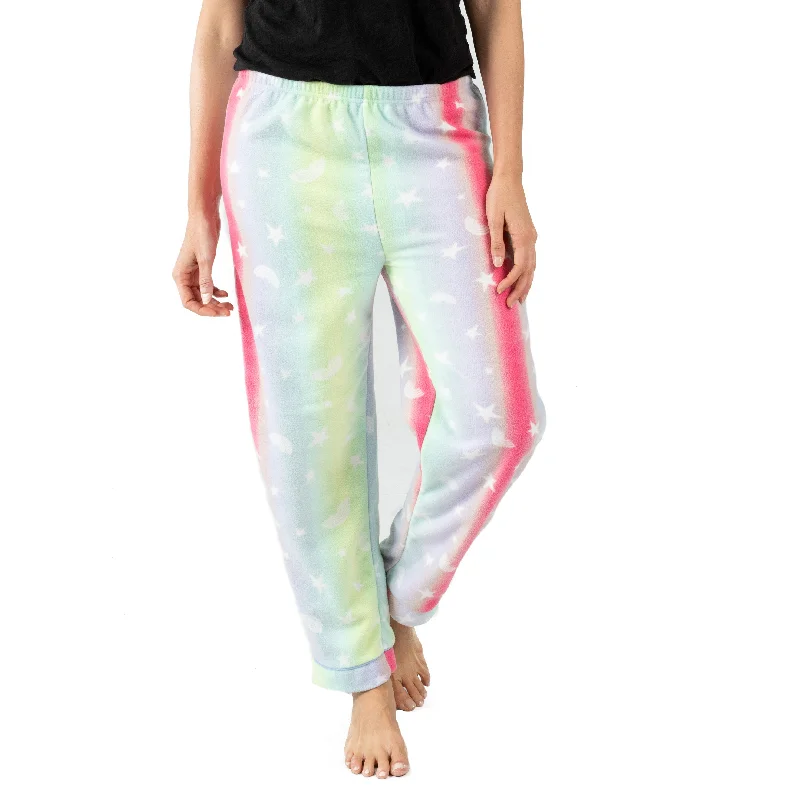 Women's Holiday Attire Womens Fleece Pajama Pants Stars