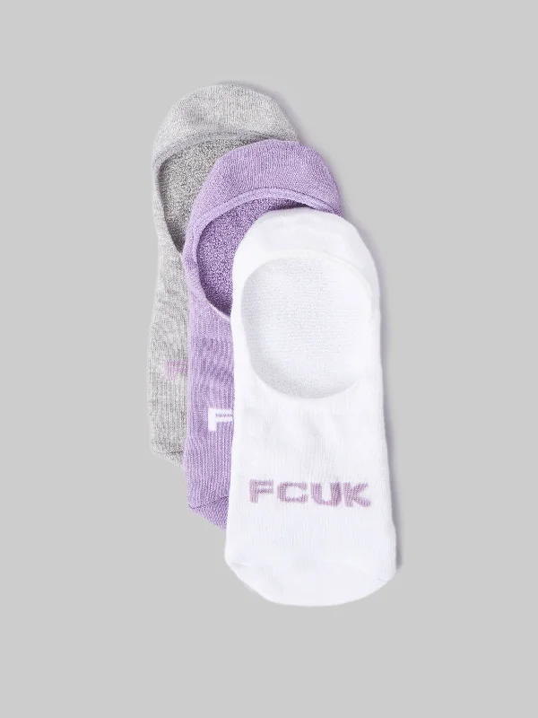 Women's Elegant Outfit FCUK 3 Pack Invisible Socks