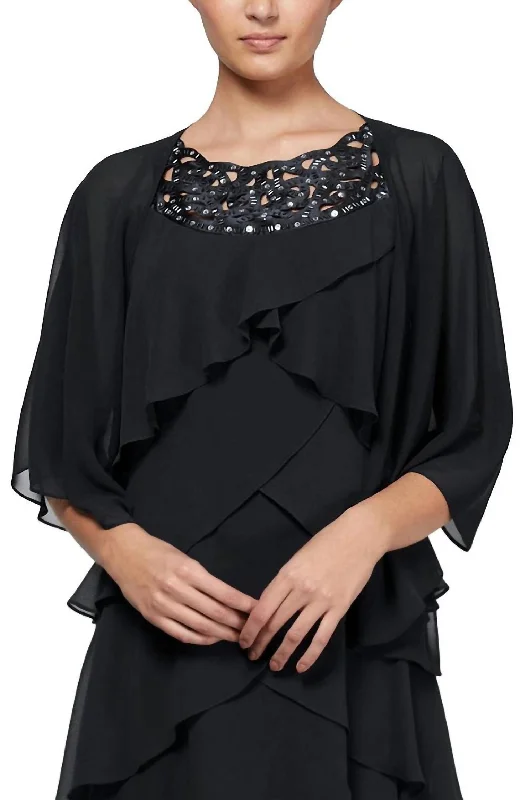 Women's Seasonal Clothing Multi Wear Chiffon Shawl In Black