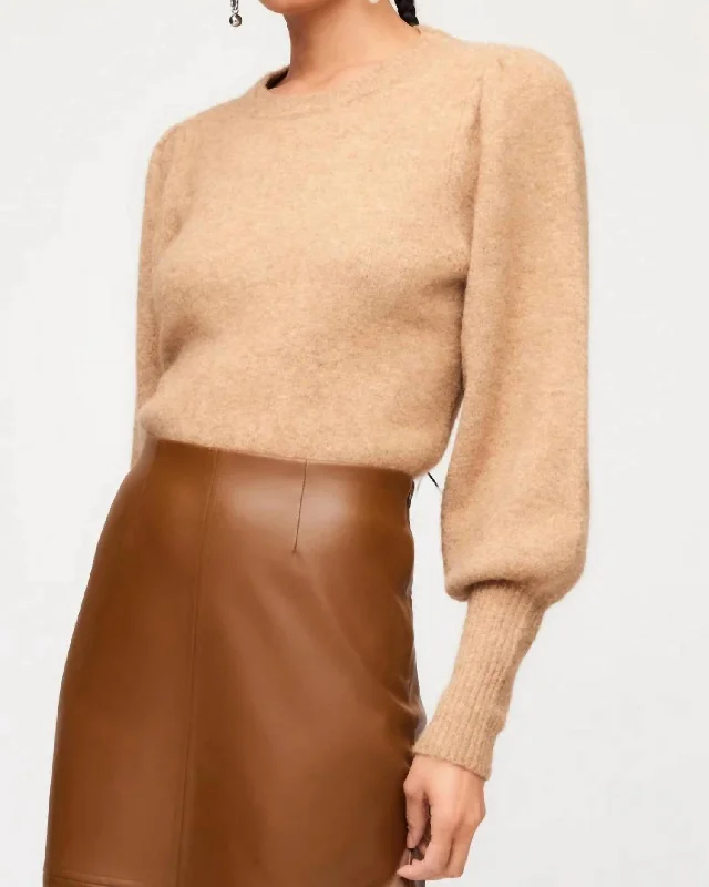 Women's Trendy Clothes Lia Shirred Sleeve Sweater In Almond