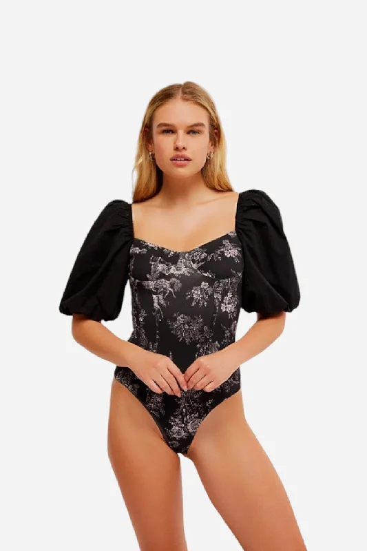 Women's Plus-Size Casual Outfit Free People Prairie Rose Bodysuit Black Combo