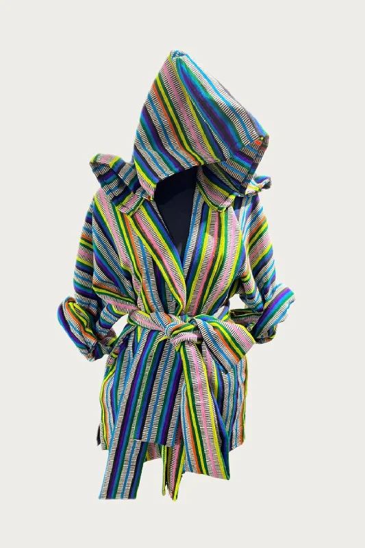 Women's Comfortable Clothes For Weekends Lain Handmade Robe Jacket In Rainbow