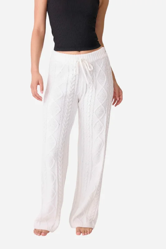 Women's Formal Event Clothing PJ Salvage Pant Cable Crew Ivory