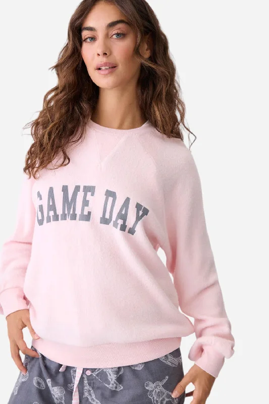 Women's Professional Clothes PJ Salvage Long Sleeve Game Day Sweater in Blush