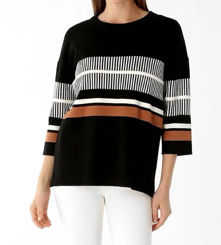 Fashionable Women's Clothing Margaret Multi-Tone Sweater In Black