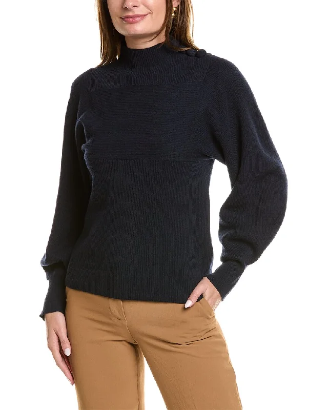 Women's Holiday Attire Rebecca Taylor Rib Mock Neck Wool & Cashmere-Blend Sweater