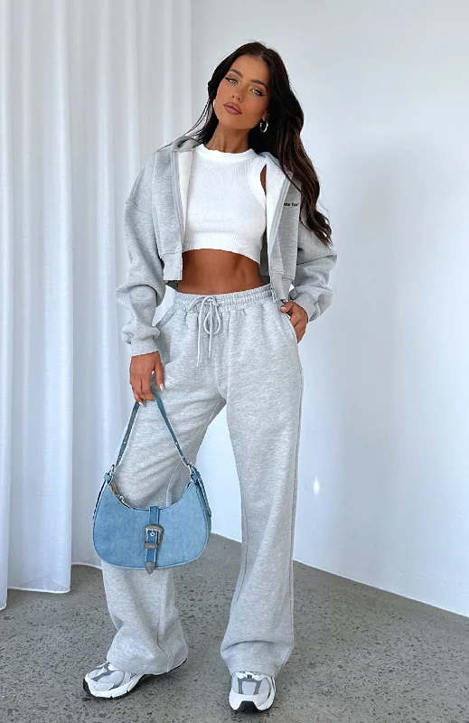 Women's Holiday Outfit Stick With Me Wide Leg Sweatpants Grey Marle