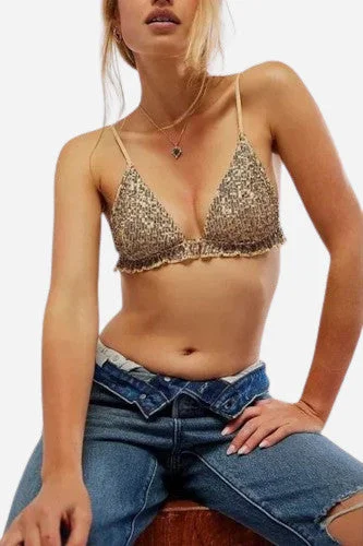 Women's Clothing And Garments Sets Free People Gold Rush Bralette in Gold Combo