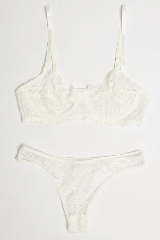 Affordable Luxury Women's Garments White Lace Lingerie Set