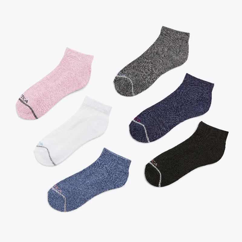 Women's Vintage-Inspired Outfit Nautica Womens Athletic Quarter Socks, 6-Pack