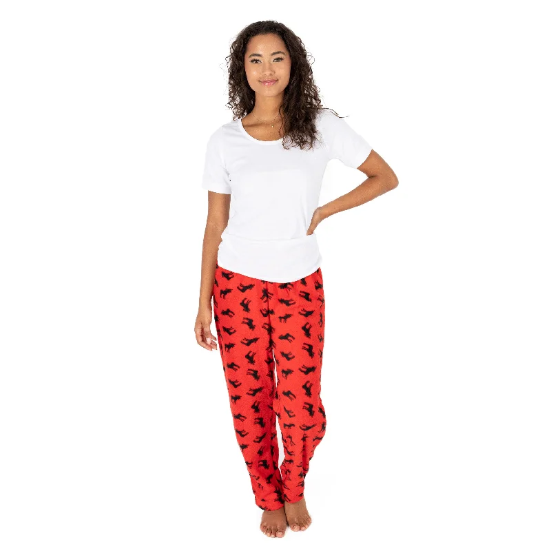 Women's Elegant Formal Outfit Christmas Womens Fleece Pajama Pants Moose