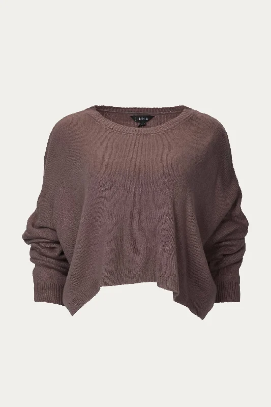 Women's Stylish Professional Apparel Essential Cropped Crew Neck Boxy Sweater In Taupe