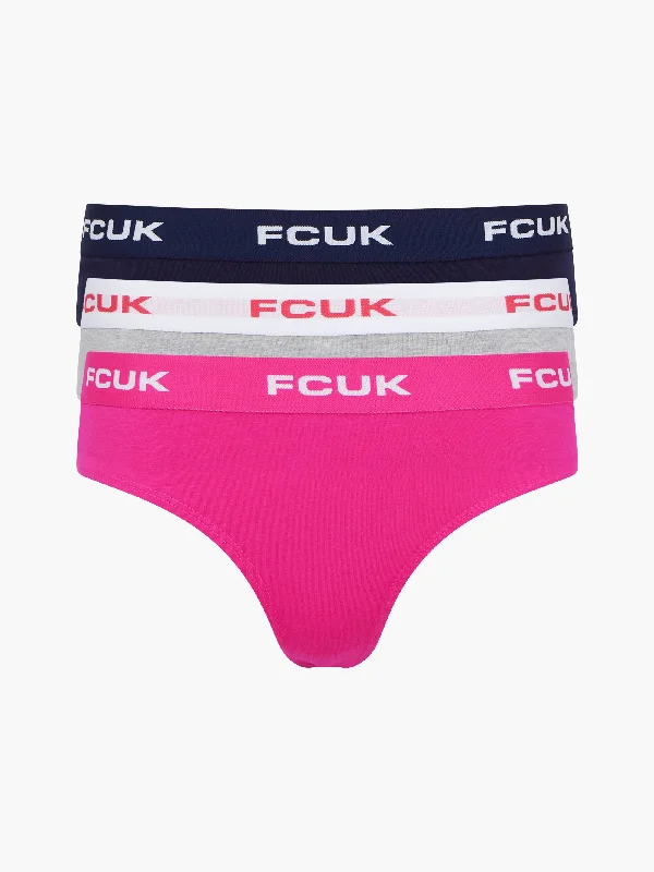 Women's Chic Outfit 3 Pack FCUK Logo Thongs