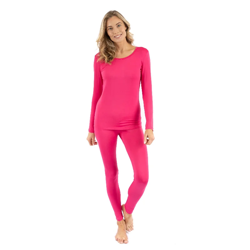 Women's Transitional Clothes Womens Two Piece Classic Solid Thermal Pajamas