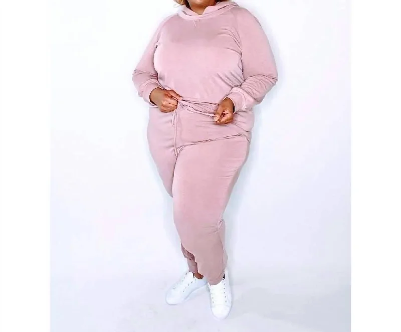 Vintage-Inspired Women's Apparel Casual Jogger Set In Mauve