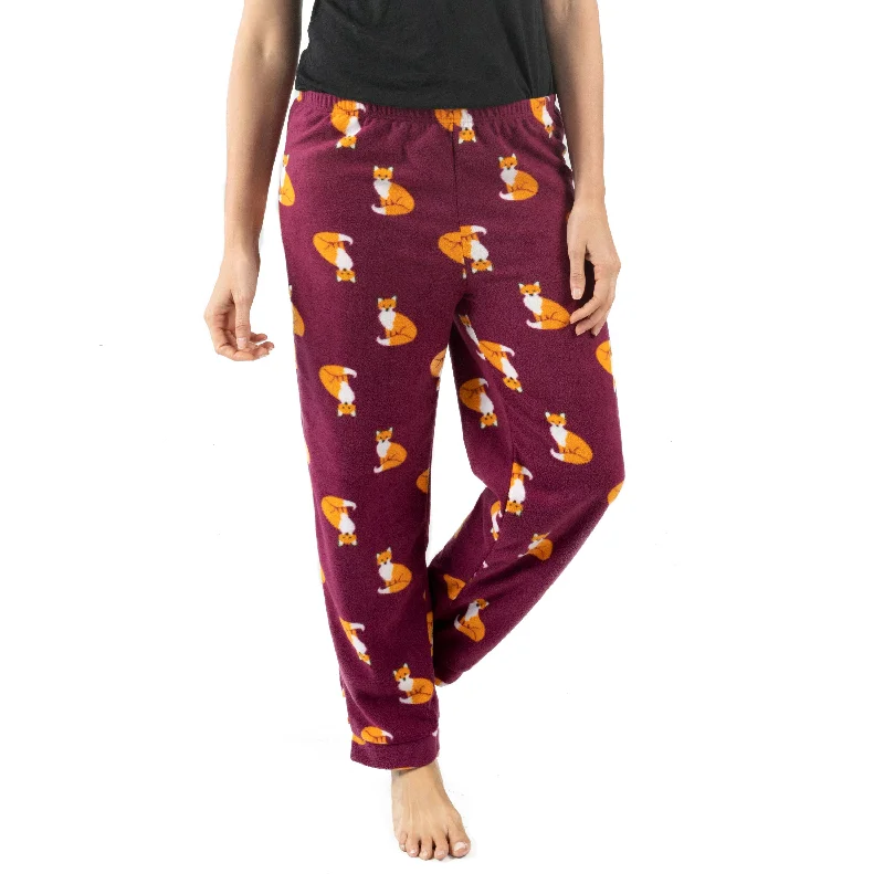 Women's Clothing For Holiday Travel Womens Fleece Pajama Pants Fox