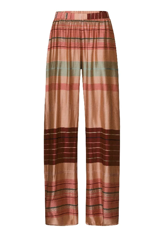 Women's Luxury Garments Hannah Striped Color Block Pants | Earth Tanned Stripe 74859-2166