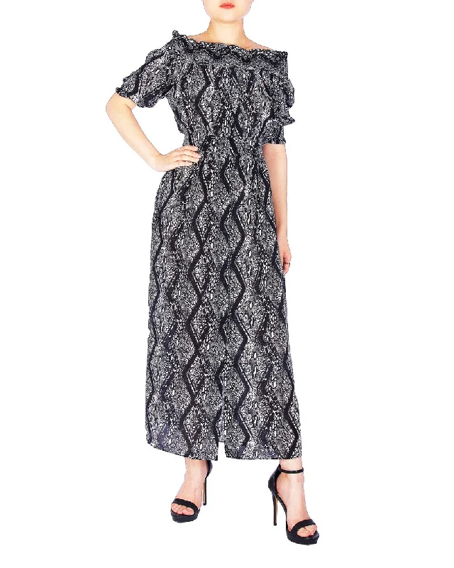 Summer Sale SCANDINAVIA-Off the Shoulder Snake Print Dress