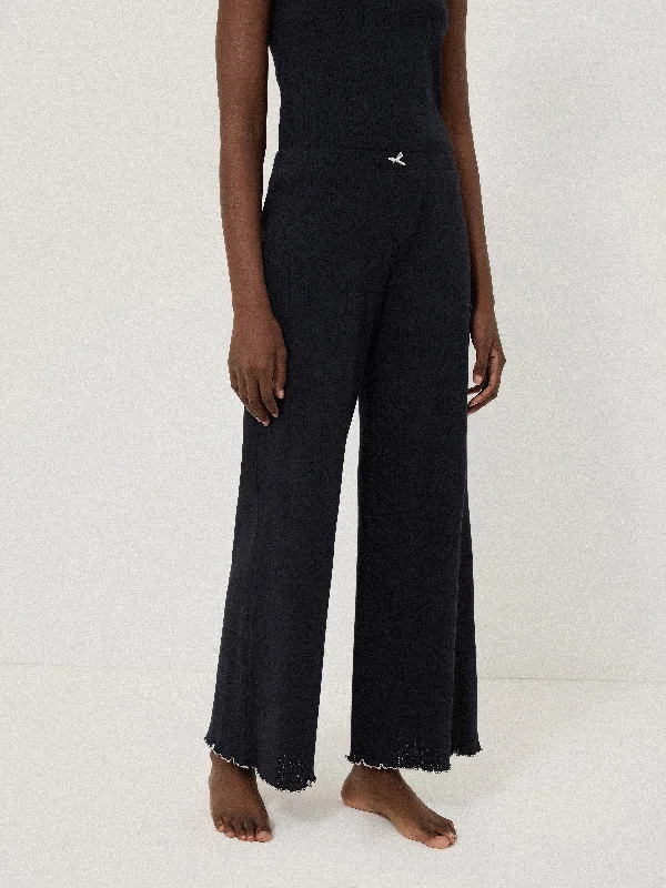 Vintage-Inspired Women's Clothes Pointelle Pyjama Trousers | Navy