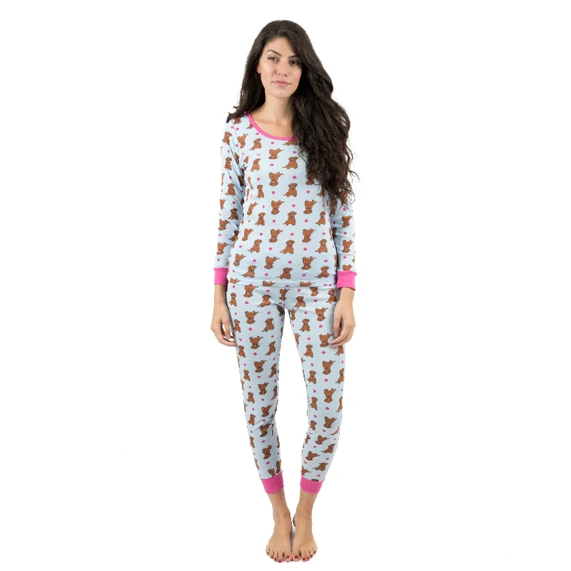 Women's Stylish Outdoor Outfit Womens Two Piece Cotton Pajamas Puppy