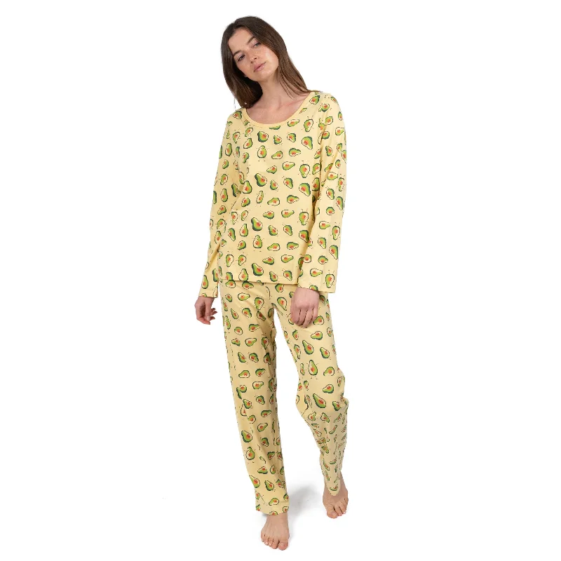 Women's Cozy Winter Attire Womens Two Piece Cotton Loose Fit Pajamas Avocado