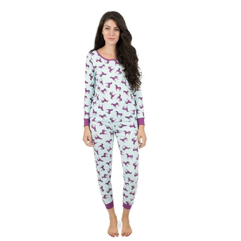 Formal Attire For Women Womens Two Piece Cotton Pajamas Unicorn